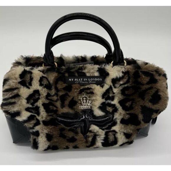 My Flat In London Leopard Print Fur Purse - Picture 1 of 10